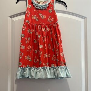 Matilda Jane Red and Blue Floral Dress with Ruffle Details